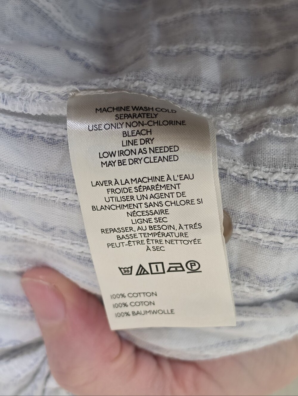 Anthropologie blouse White Striped Ruffle Button-Up top - Picture 6 of 6